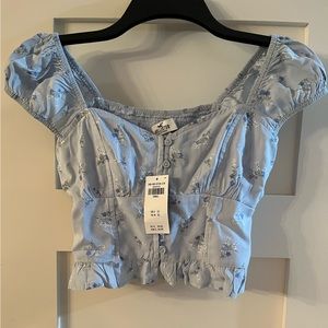 Brand new Hollister Light Blue Floral Print Crop Top